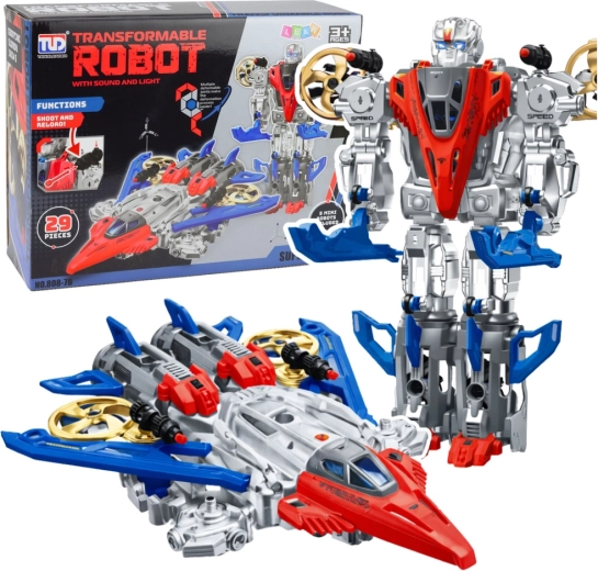 Transformujúci robot a stíhačka 2v1 so svetlami a zvukmi, 29 dielov
