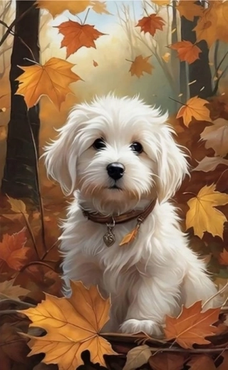 Norimpex Maľovanie podľa čísel Maltézak na jeseň 40 × 50 cm