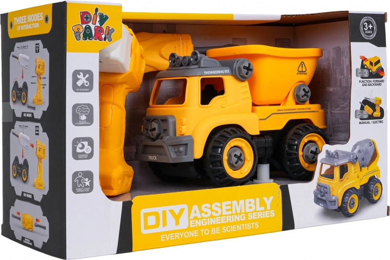 rozoberateľný stavebný sklápač s vŕtačkou a skrutkovačom