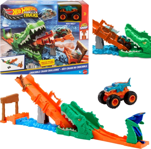 Hot Wheels Monster Trucks krokodílí kaskadérsky set s autom Mega Wrex