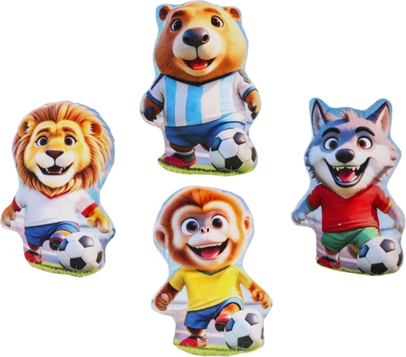 Plyšový vankúšik zvieratko futbalista 16,5 cm