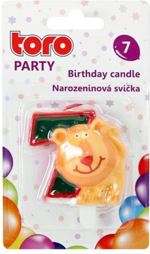 Tortová sviečka číslica 7 s levom TORO 5 cm