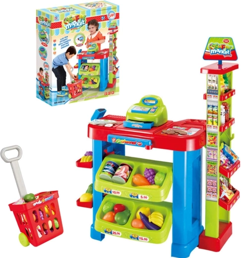 Detský supermarket so skenerom a nákupným vozíkom