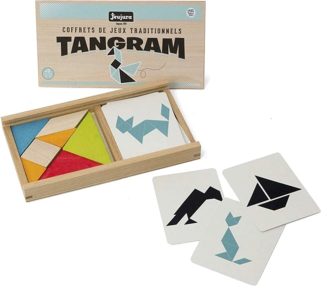 Jeujura tangram s predlohami v drevenom boxe