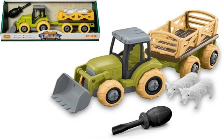 Poľnohospodárska montážna sada – traktor s prívesom a zvieratami
