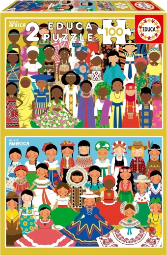 Educa puzzle Dievčatá z Ameriky a Afriky 2×100 dielikov