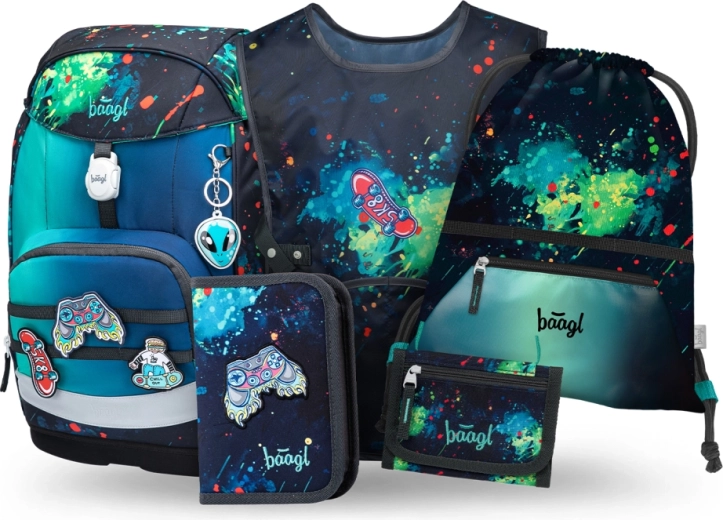 Baagl školský set Airy Plus Chill – batoh, peračník, vrecko, zástera a peňaženka