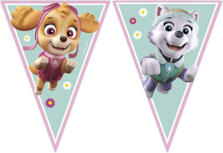 Paw Patrol girlanda s vlajočkami Skye a Everest (9 vlajok) - 1 kus