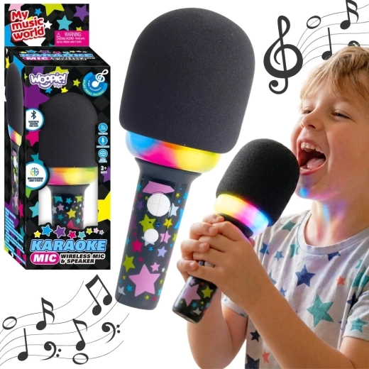 Bezdrôtový karaoke mikrofón Woopie s reproduktorom, čierny, Bluetooth