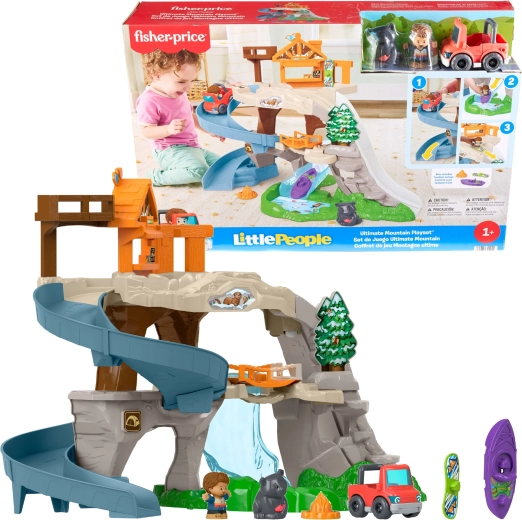Fisher-Price Little People veľké horské dobrodružstvo – hrací set s dráhou a šmykľavkou