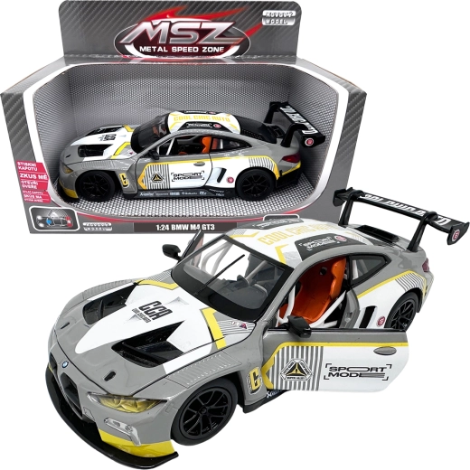 Kovový model 1:24 BMW M4 GT3 – strieborno sivý
