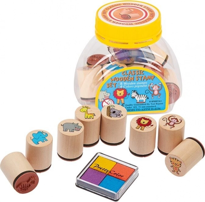 Goki sada 8 drevených pečiatok s atramentom