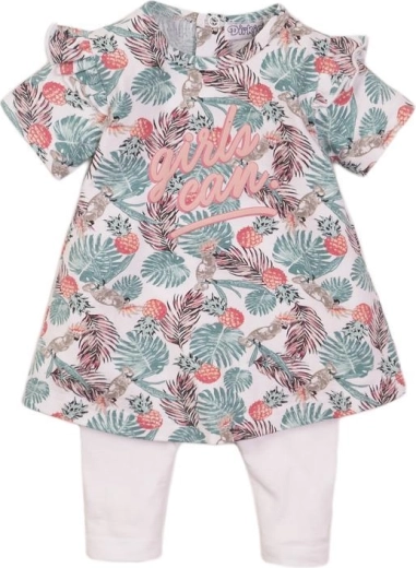 Dirkje 2-dielny set – šaty pre bábätko 74 biela a tropický multicolor