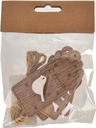 Drevená menovka „Ďakujem“ hnedá 4×8 cm (4 ks)