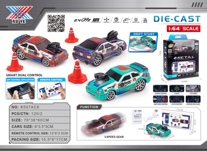 Driftovacie RC autíčko 1:64 Headway s príslušenstvom