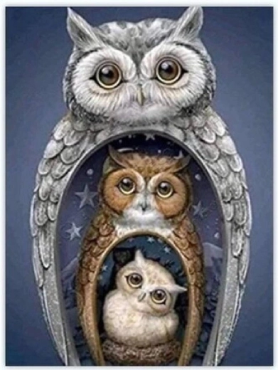 Diamantové maľovanie Sovia matrioška 30 × 40 cm