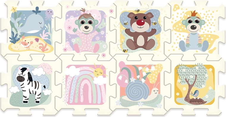 Penené podlahové puzzle BOBASKI I MIŚ pre bábätká 0+