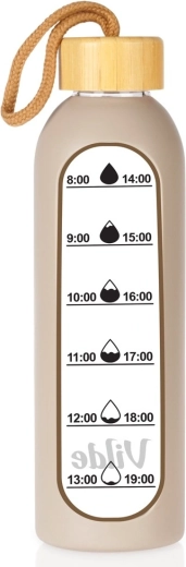 Sklenená fľaša na vodu Vilde s béžovým silikónovým obalom 600 ml