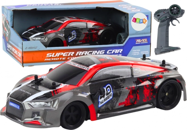 RC auto na diaľkové ovládanie 1:18 gumové driftovacie kolesá červená