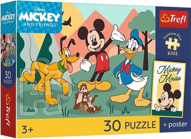 Trefl Disney Mickey a priatelia detské puzzle 30 dielikov + plagát