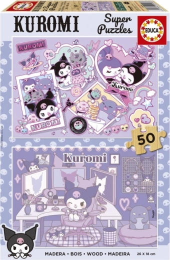 Educa drevené puzzle Kuromi 2×50 dielikov
