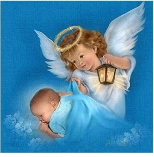 Diamantové maľovanie Anjelik s bábätkom 30 × 40 cm NORIMPEX