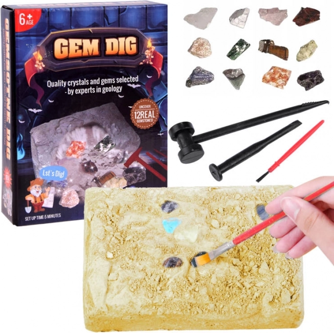 Archeologická sada – vykopávky s drahými kameňmi pre deti