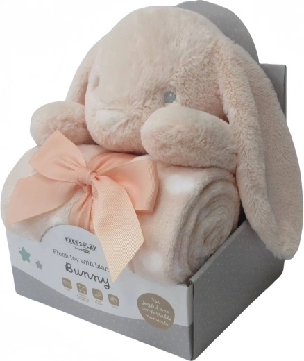 Freeon free2play plyšový králik s dekou bunny peach - 1 kus