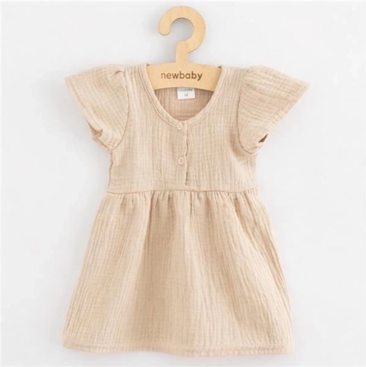 Detské mušelínové šaty New Baby béžové 68 (4–6 m)