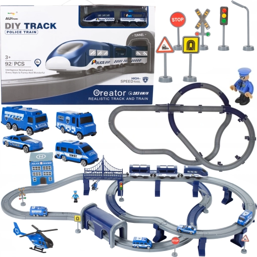 Policajná elektrická vláčkodráha s helikoptérou 103 × 61 × 15 cm