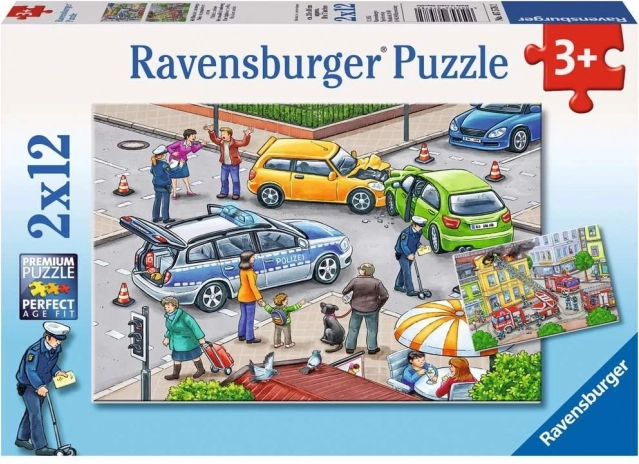 Ravensburger puzzle S modrým svetlom na cestách 2×12 dielikov