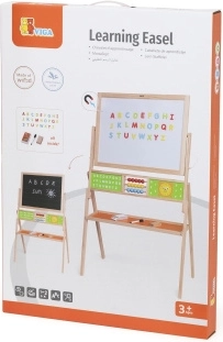 Drevená obojstranná vzdelávacia tabuľa s počítadlom a hodinami