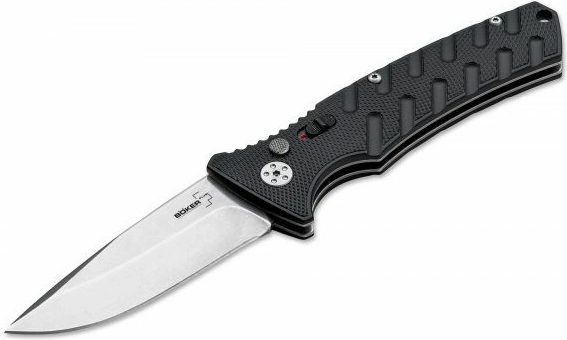 Automatický nôž Böker Plus Strike Drop Point Black, 8,5 cm