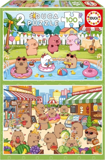 Educa puzzle Capyfun 2×100 dielikov