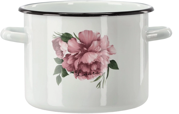 Smaltovaný hrniec 4,5 l, 20 cm, biely, Pivonka Laura