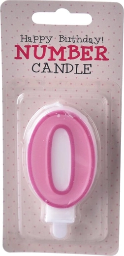 Ružová tortová sviečka číslo 0 (7 cm)