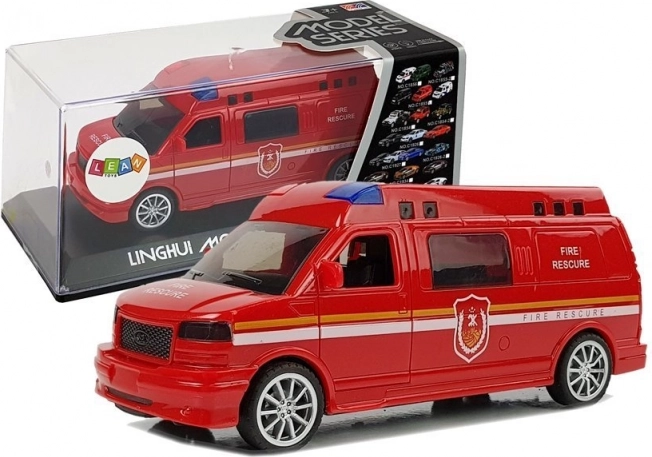 Hasičské auto s naťahovacím pohonom so svetlami a zvukom