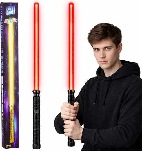 Svetelný LED meč s kovovou rukoväťou 75 cm so zvukom