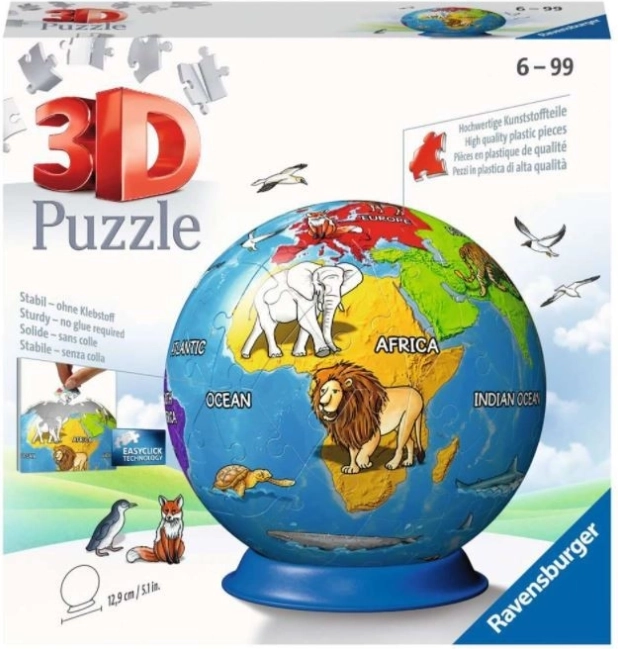 Ravensburger 3D puzzle detský glóbus, 72 dielikov