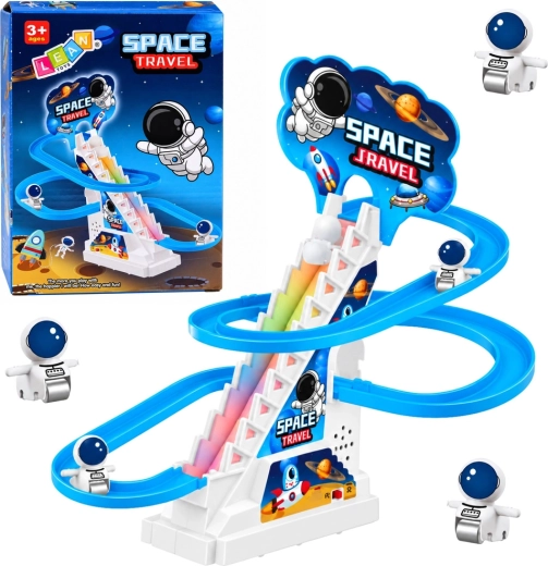 Kozmická šmykľavková dráha pre astronautov so svetlami a hudbou