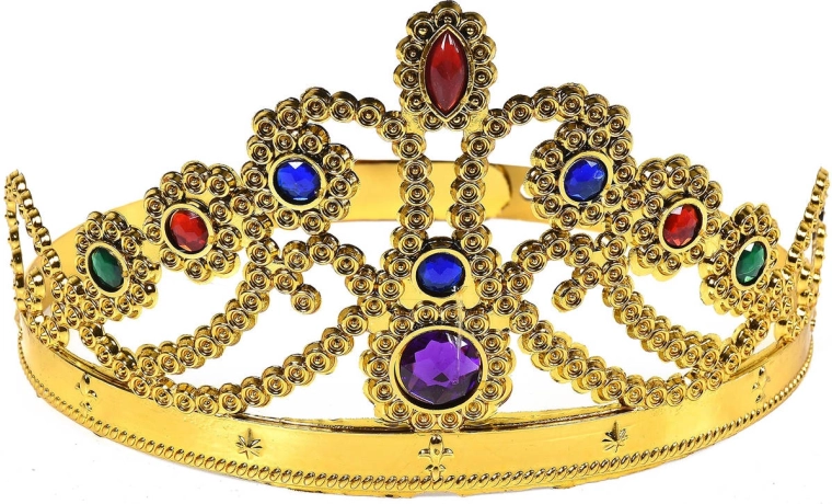 Karnevalová korunka pre princeznú zlatá s drahokamami - 1 kus