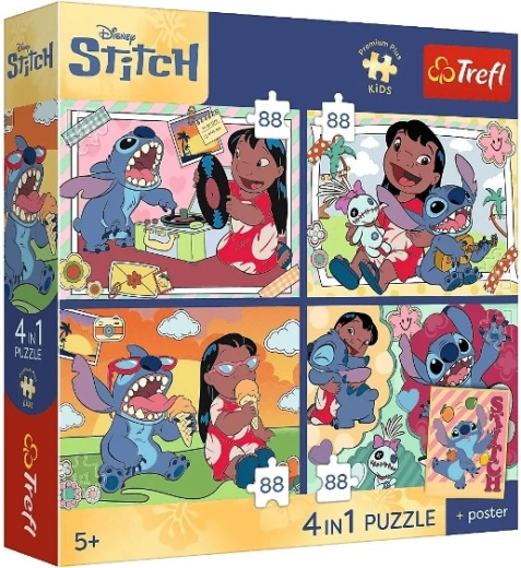 Prémiové detské puzzle Stitch – 4×88 dielikov (vesmírny motív)
