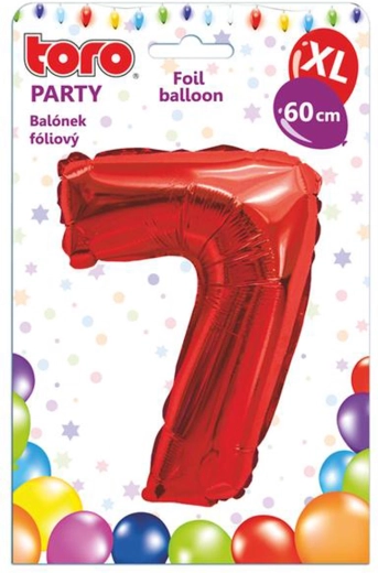 Fóliový balónik číslica 7, 60 cm, červený TORO