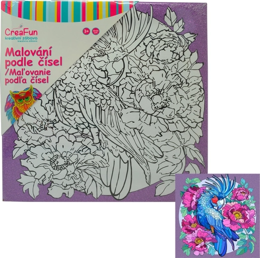 Maľovanie na plátno – papagáj 30 × 30 cm