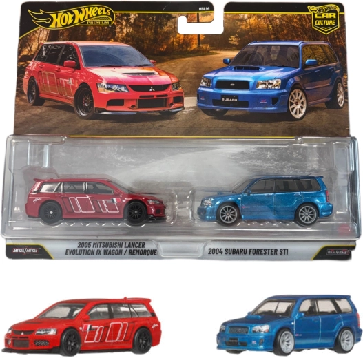 Hot Wheels Premium dvojbalenie – 2004 Subaru Forester STI a 2005 Mitsubishi Lancer Evolution