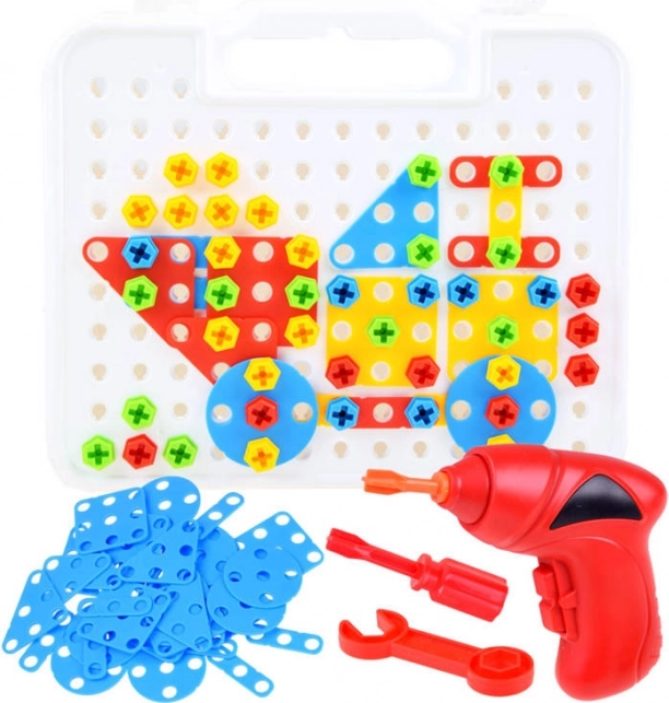 Veľká sada konštrukčných stavebníc v kufríku s vŕtačkou, 268 dielov