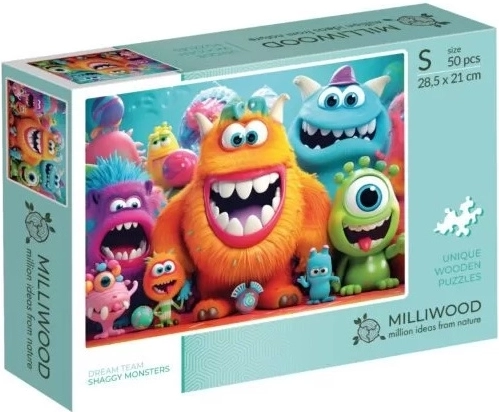Milliwood DreamTeam Shaggy Monsters drevené puzzle 50 dielikov