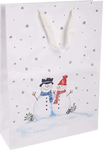 Darčeková papierová taška Snehuliak 32,5 × 10 × 45,5 cm