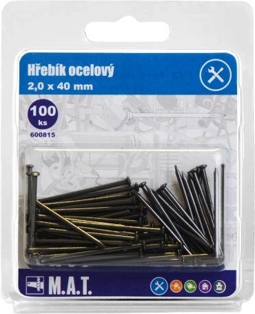 Oceľové klince 40 × 2,0 mm (100 ks)