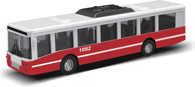 Autobus MHD so zotrvačníkom 16 cm – červený